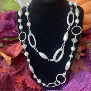 Silver and Pearl Necklace-Layered look